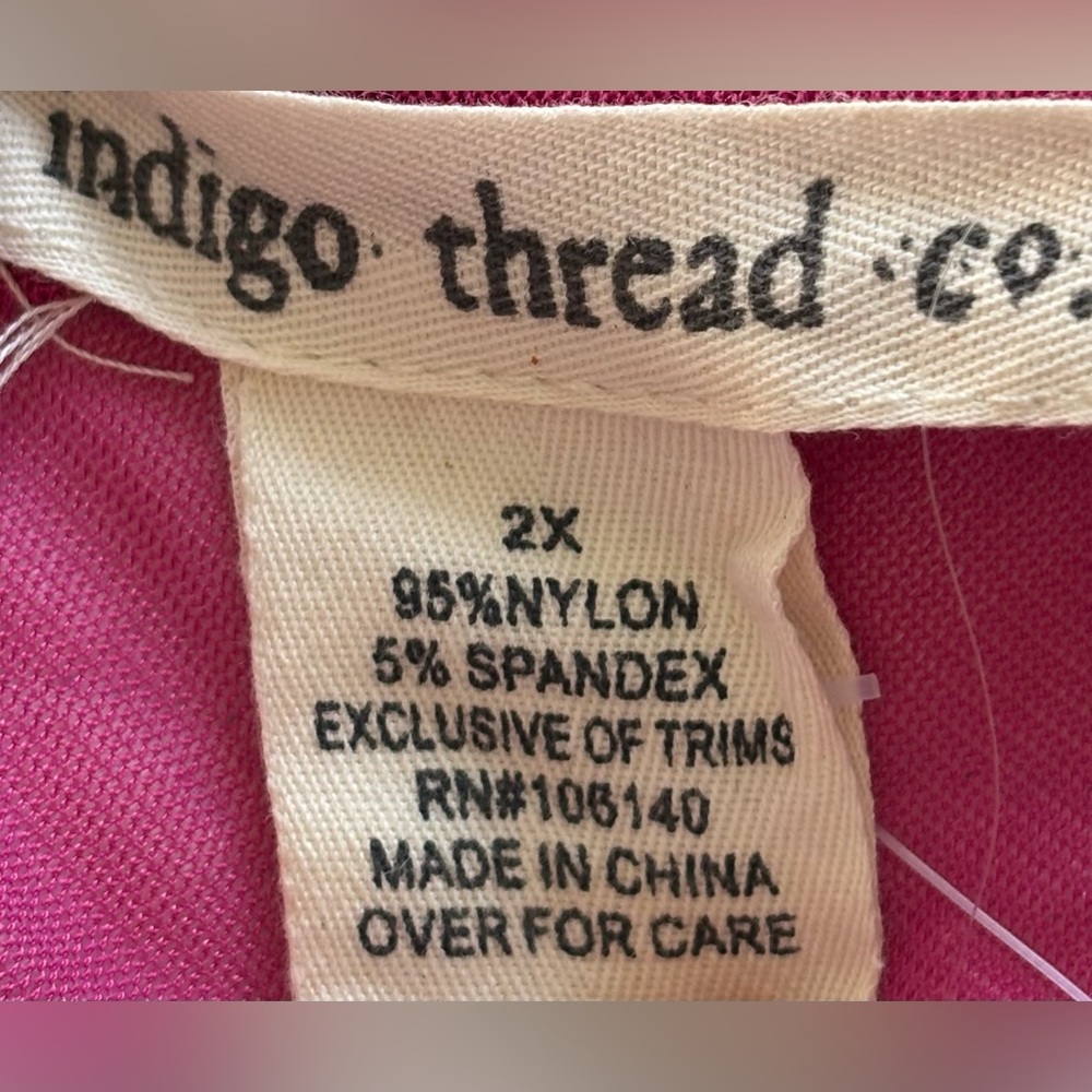 Indigo Thread Company Sheer Lace Pink Top 2X - Picture 5 of 6